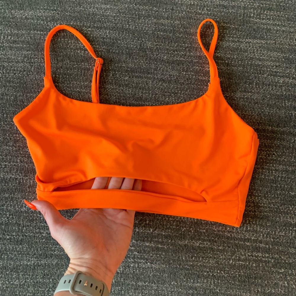 SHEIN - Neon Orange Under Boob Crop Top